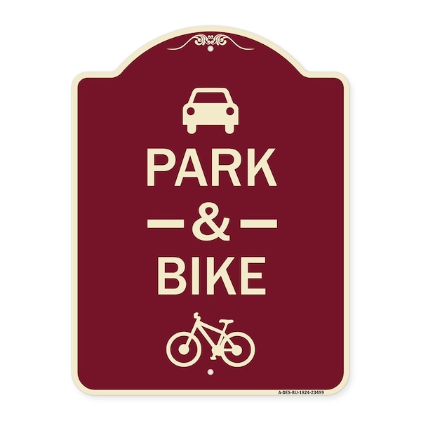 Signmission Park & Ride With Bicycle Graphic Heavy-Gauge Aluminum Architectural Sign, 24" x 18", BU-1824-23499 A-DES-BU-1824-23499 - main
